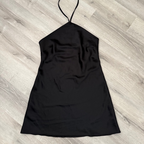 ALTAR’D STATE Women’s Black Halter Satin Mini Dress Size Medium - Picture 1 of 5